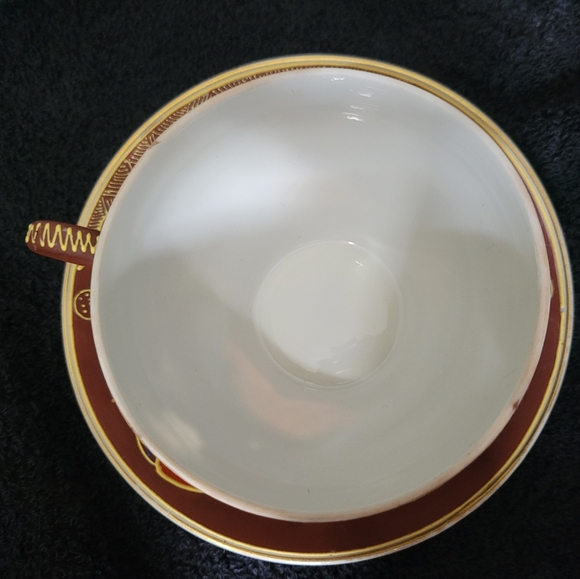 Rare vintage Satsuma Moriage Japanese Dragonware Geisha lithopane cup/saucer - Picture 8 of 16